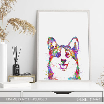 Corgi Portrait Watercolour Print