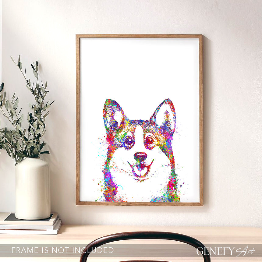 Corgi Portrait Watercolour Print