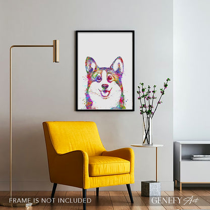 Corgi Portrait Watercolour Print
