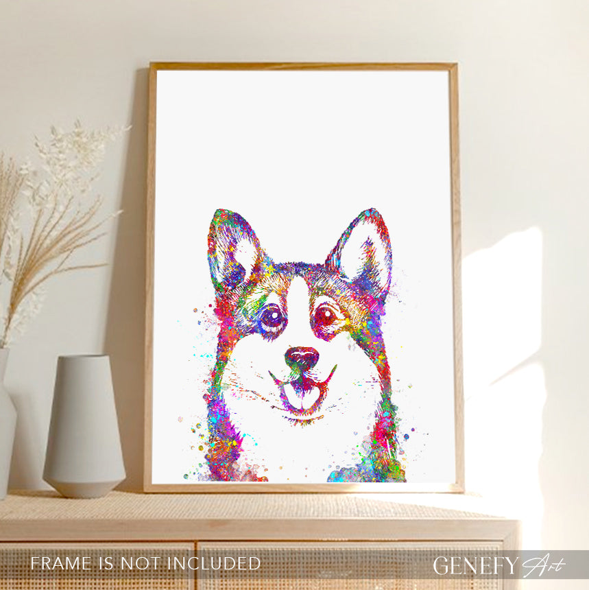 Corgi Portrait Watercolour Print