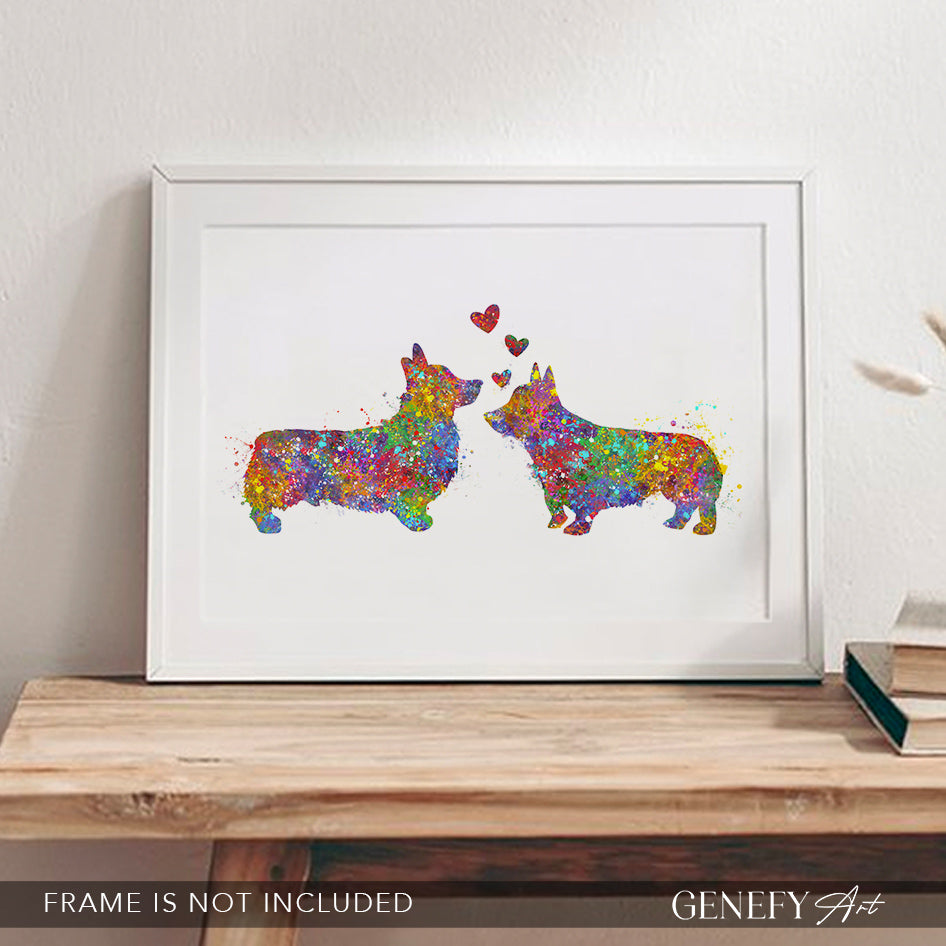 Corgi Couple Watercolour Print - Genefy Art