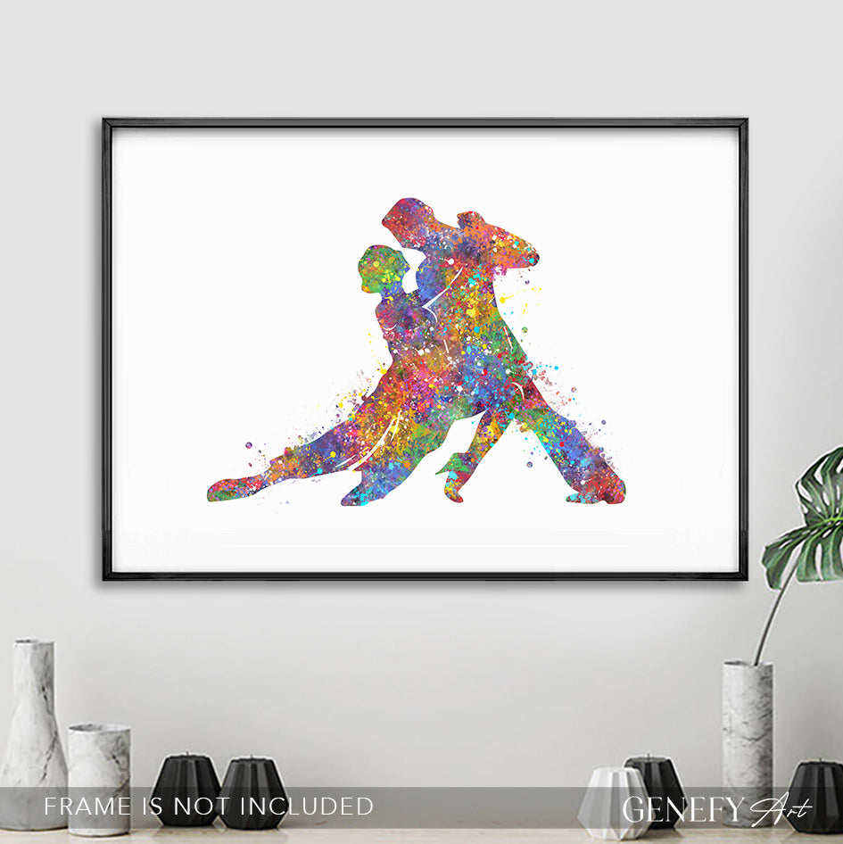 Couple Dancing Salsa Watercolour Art Print