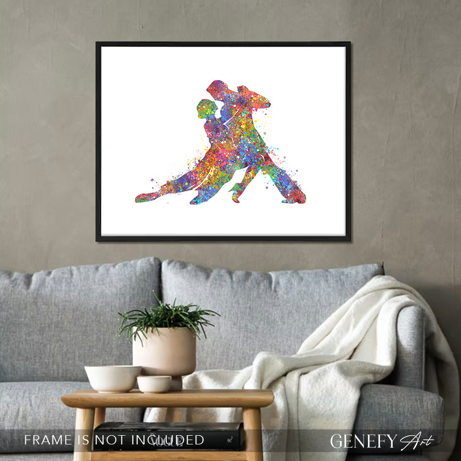 Couple Dancing Salsa Watercolour Art Print