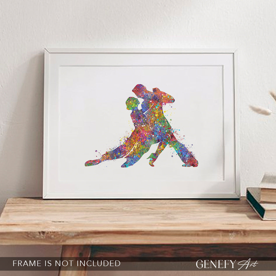 Couple Dancing Salsa Watercolour Art Print