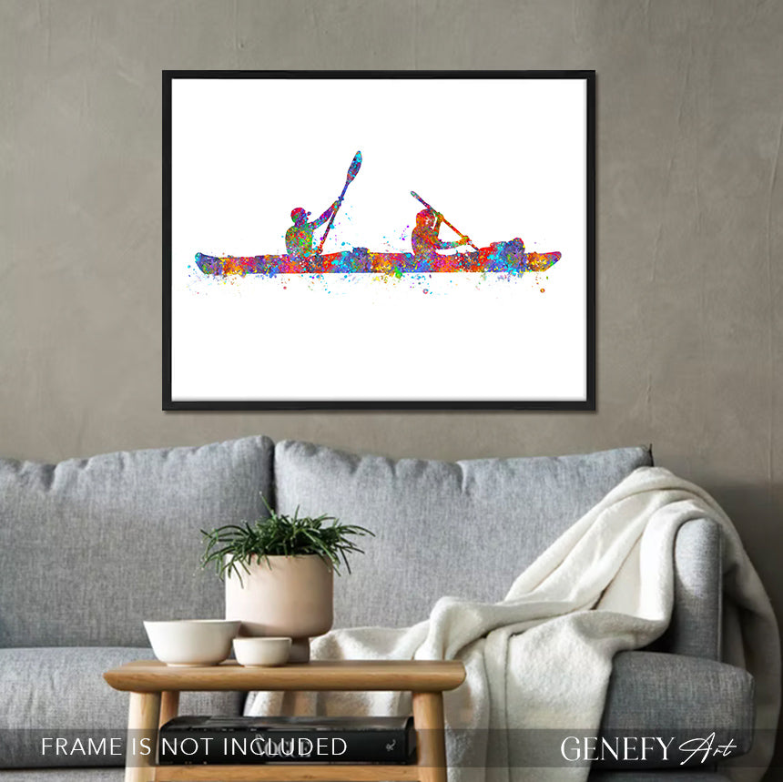 Couple Kayaking Art