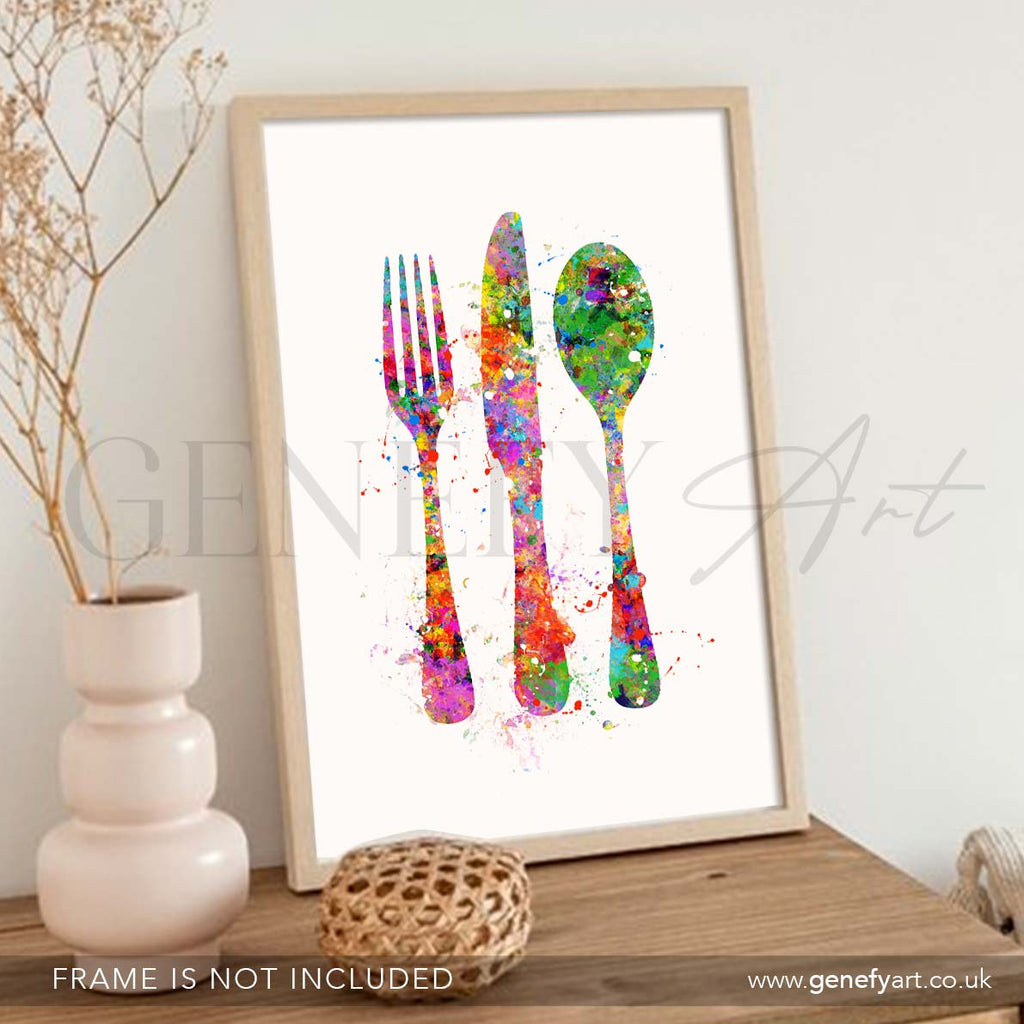Cutlery Watercolour Kitchen Print - Genefy Art