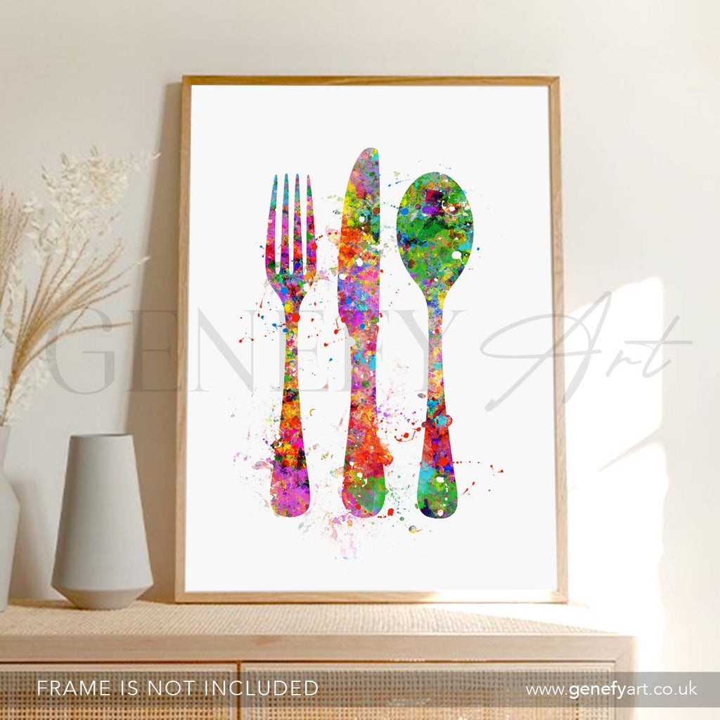 Cutlery Watercolour Kitchen Print - Genefy Art