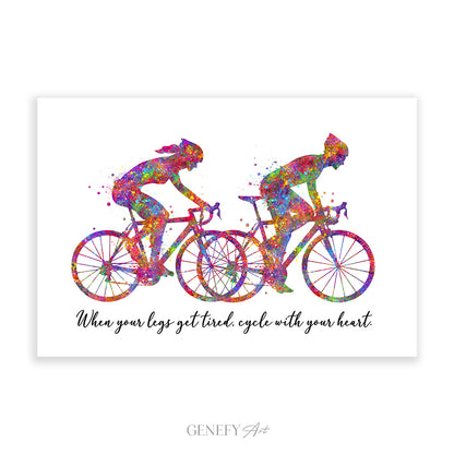 Motivational Quote for Cyclist Watercolour Art Print