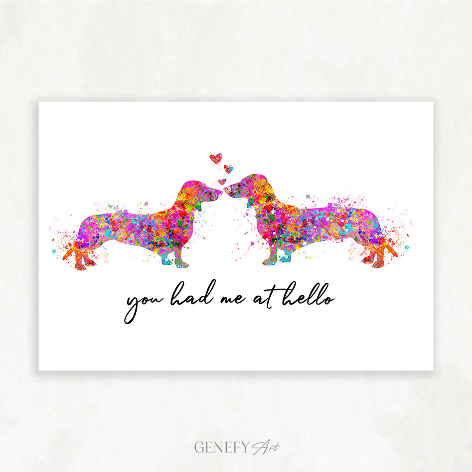 Dachshund Couple Watercolour Print - Genefy Art