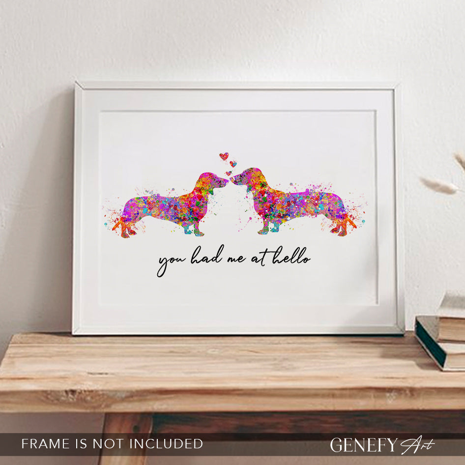 Dachshund Couple Watercolour Print - Genefy Art