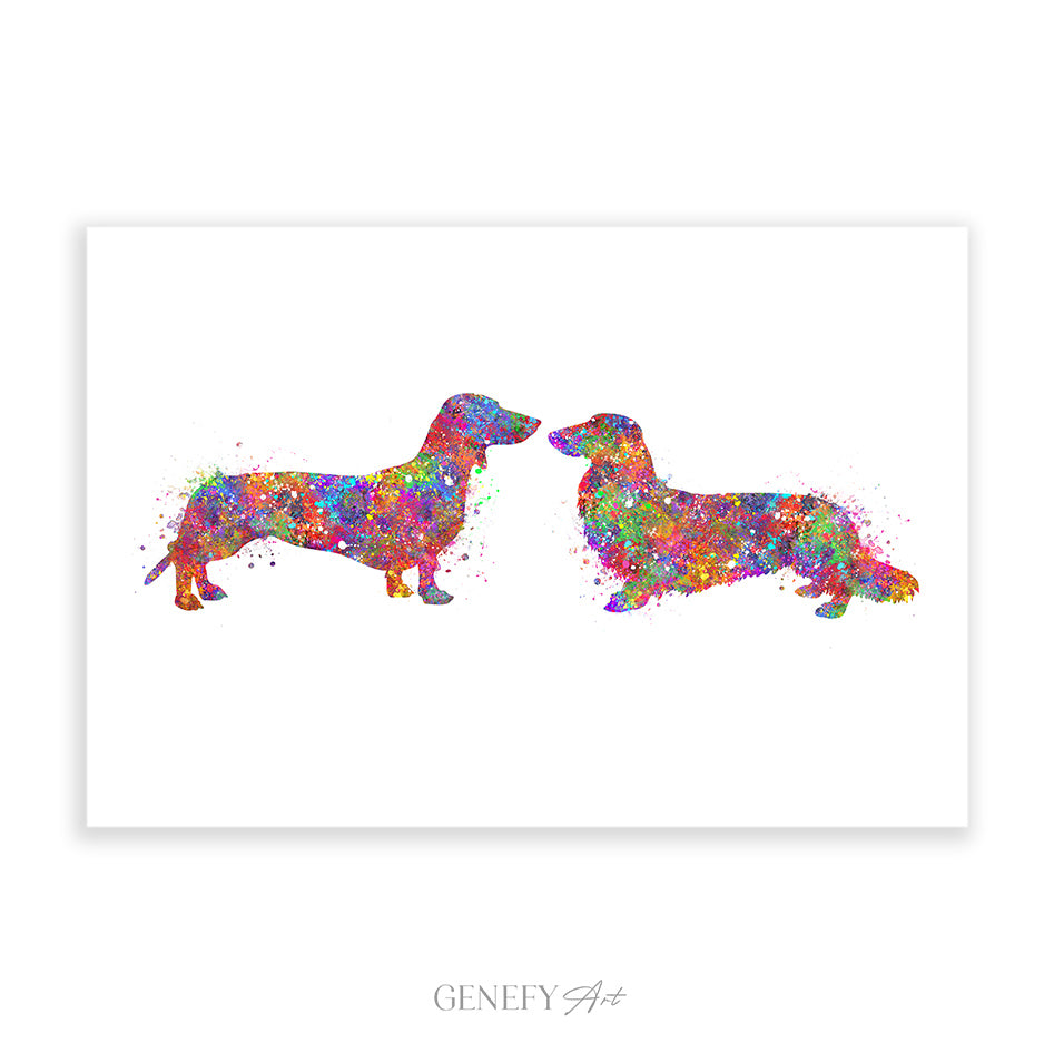 Dachshund Couple Watercolour Print