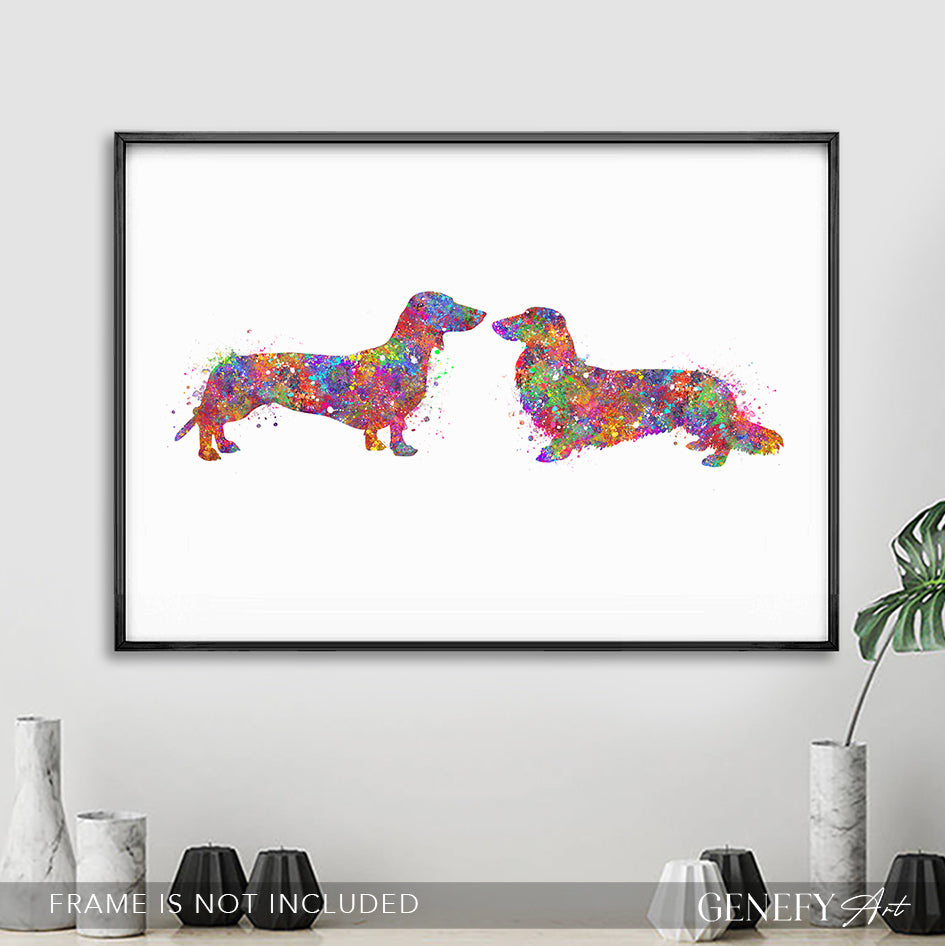 Dachshund Couple Watercolour Print
