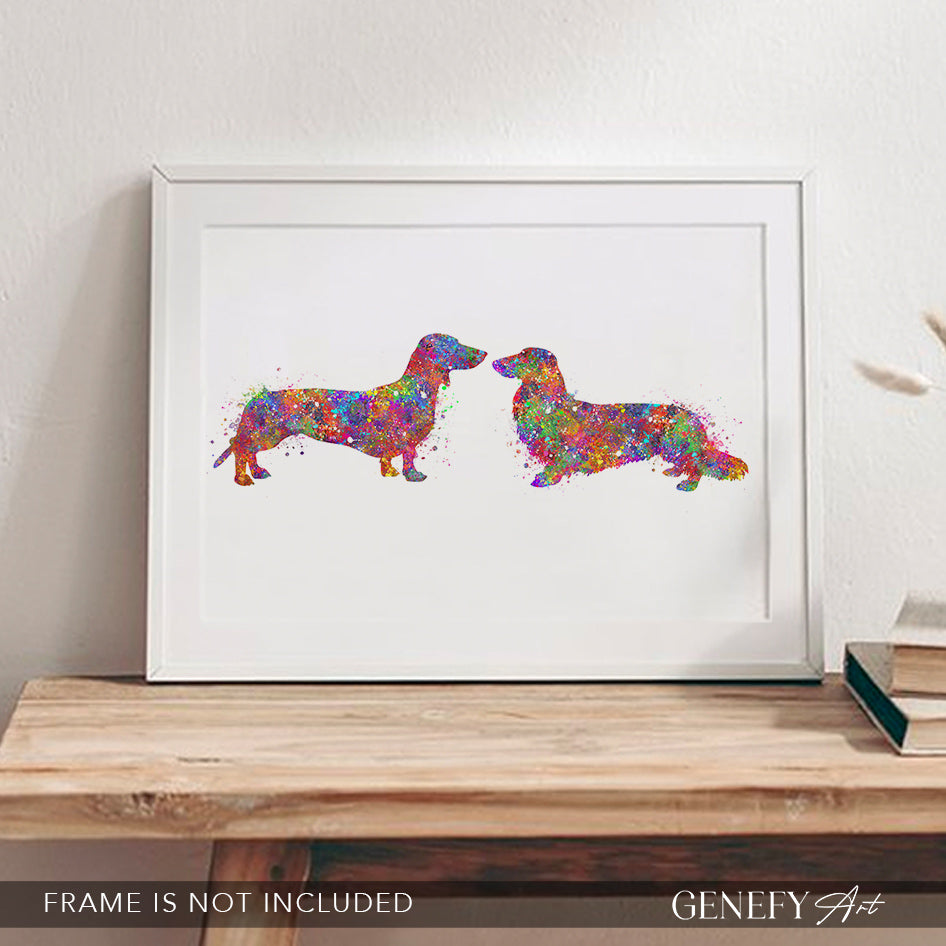 Dachshund Couple Watercolour Print