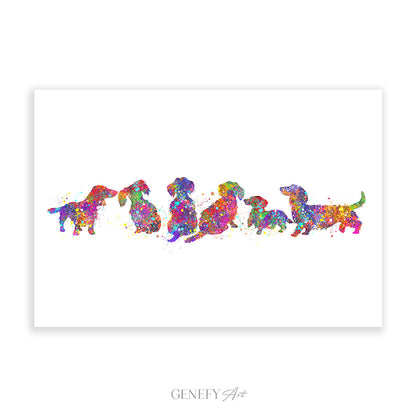 Longhaired Dachshund Watercolour Print