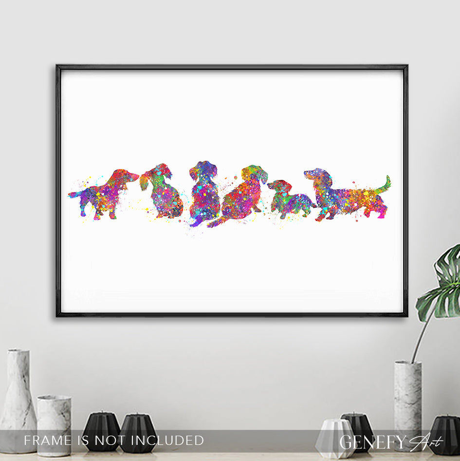 Longhaired Dachshund Watercolour Print