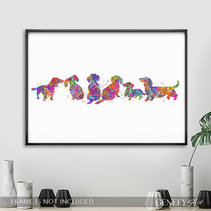 Longhaired Dachshund Watercolour Print