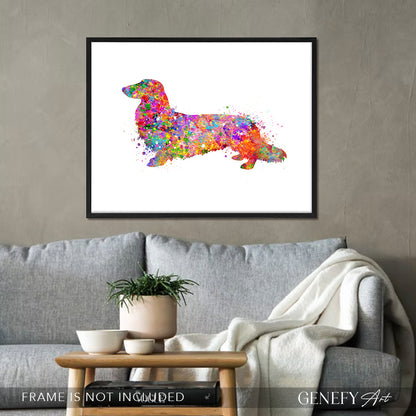 Longhaired  Dachshund Watercolour Print