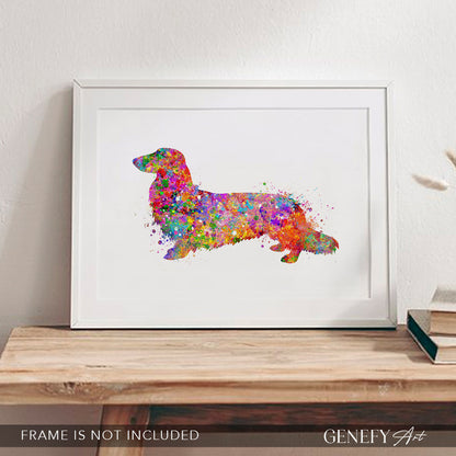 Longhaired  Dachshund Watercolour Print