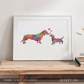 Dachshund Mother and Baby Watercolour Print - Genefy Art