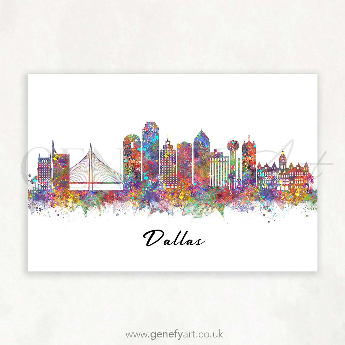 Dallas Skyline Watercolour Print