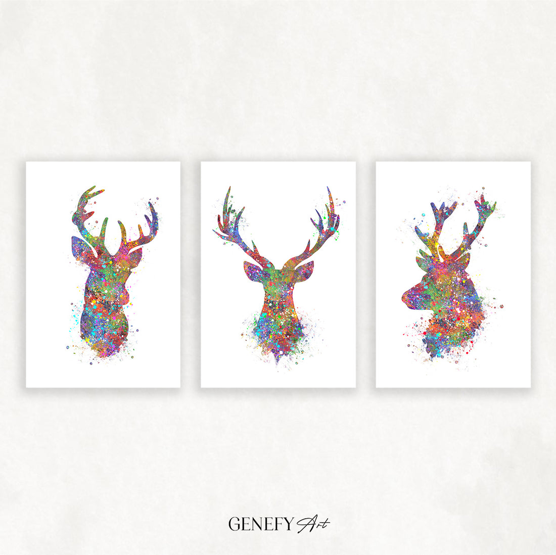 Deer Watercolour Art - Set of 3 Prints