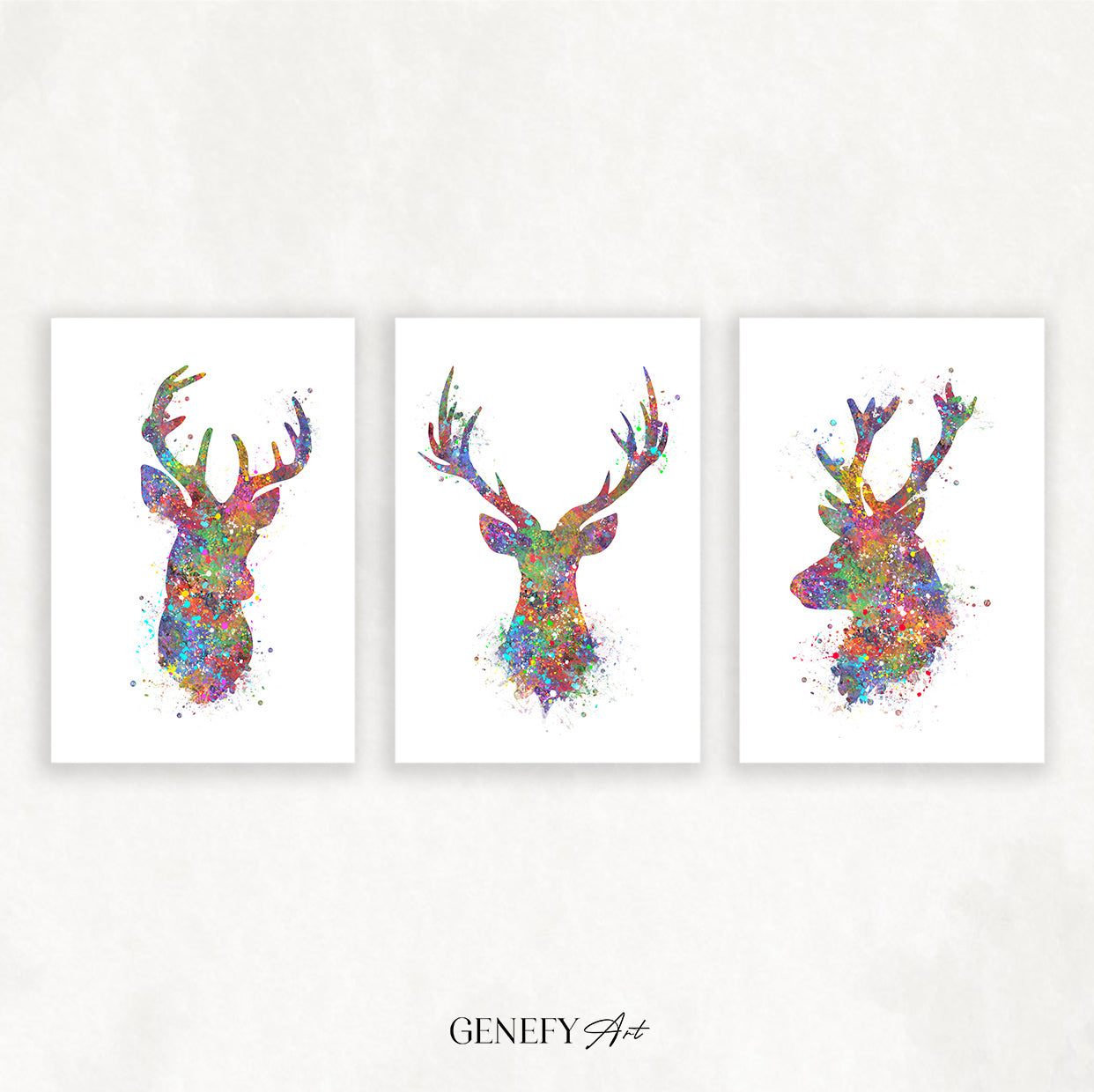 Deer Watercolour Art - Set of 3 Prints