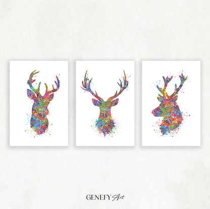 Deer Watercolour Art - Set of 3 Prints