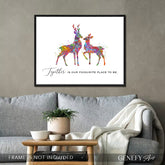 Deer Couple Quote Watercolour Art Print