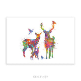 Deer Family Watercolour Art Print