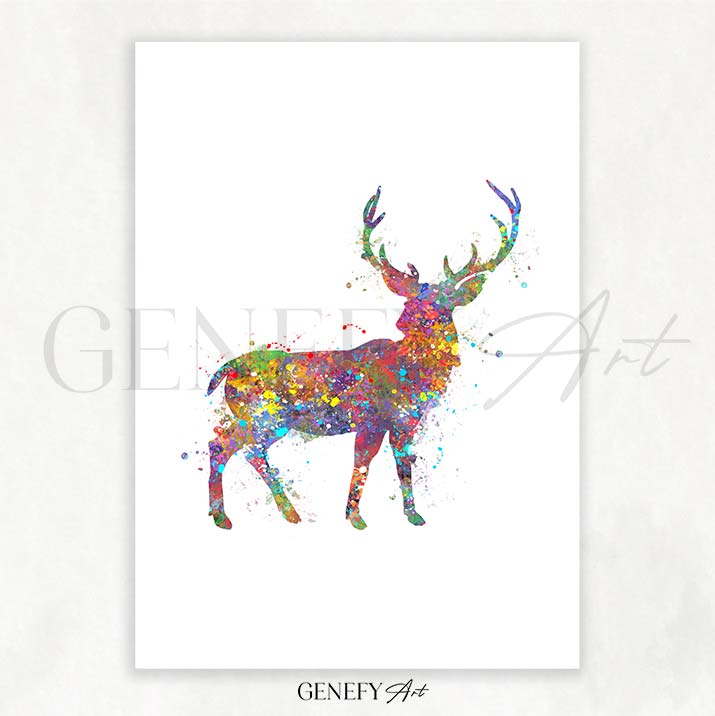 Deer Watercolour Art Print - Genefy Art