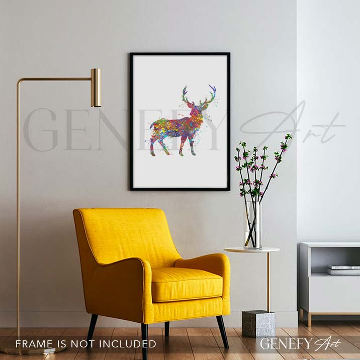 Deer Watercolour Art Print - Genefy Art