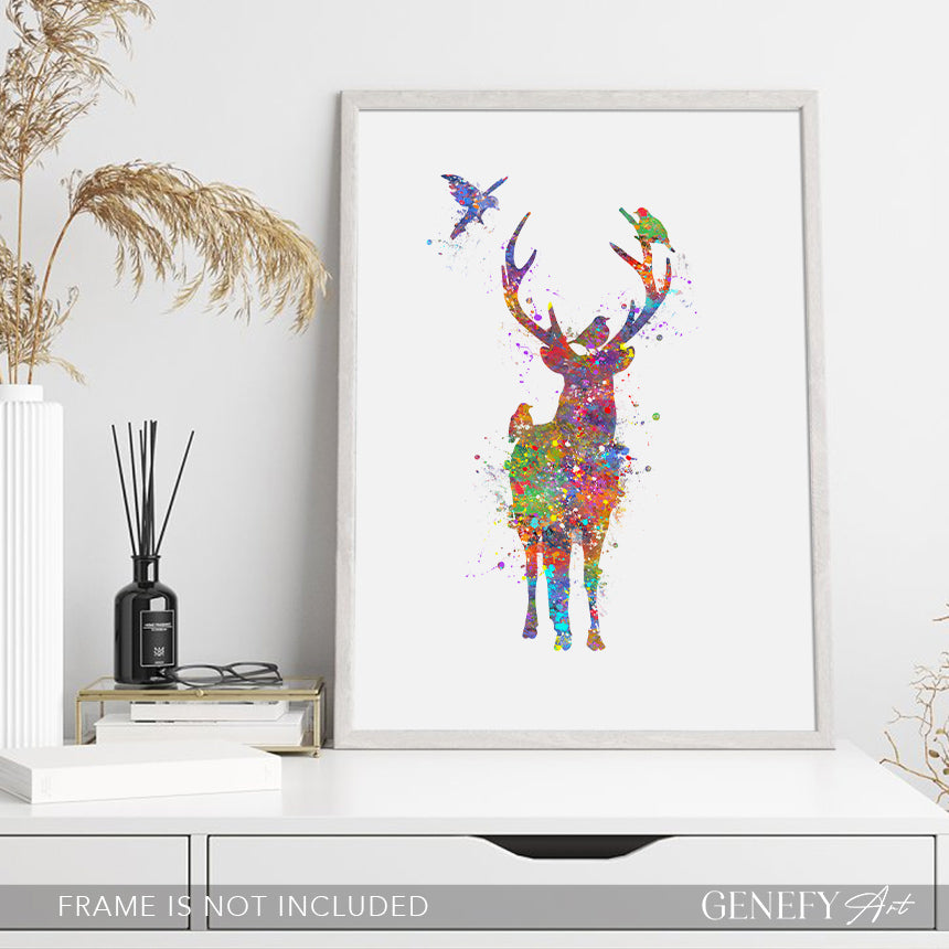 Deer Watercolour Art Print