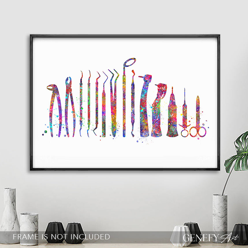 Dental Tools Watercolour Art - Genefy Art