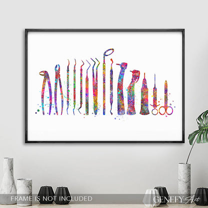 Dental Tools Watercolour Art - Genefy Art