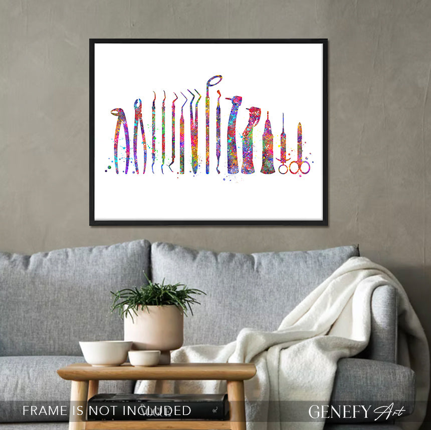 Dental Tools Watercolour Art - Genefy Art