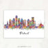 Detroit Skyline Watercolour Print - Genefy Art