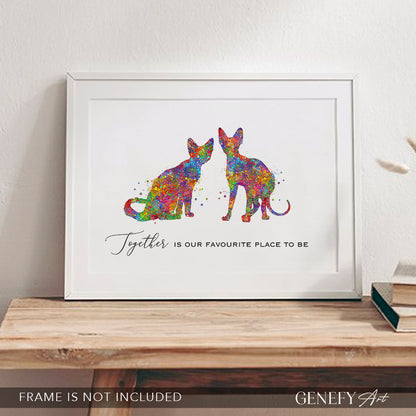 Devon Rex and Sphynx Cat Love Quote Watercolour Print