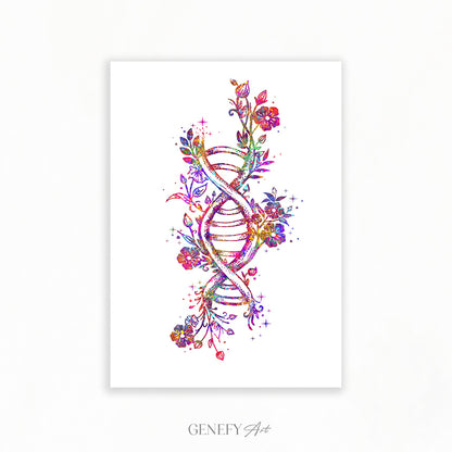 DNA Flower Watercolour Art Print