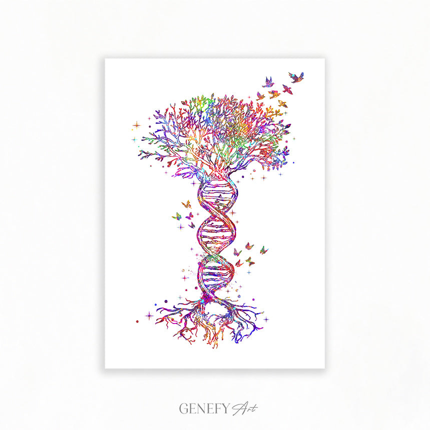 DNA Tree of Life Watercolour Art Print