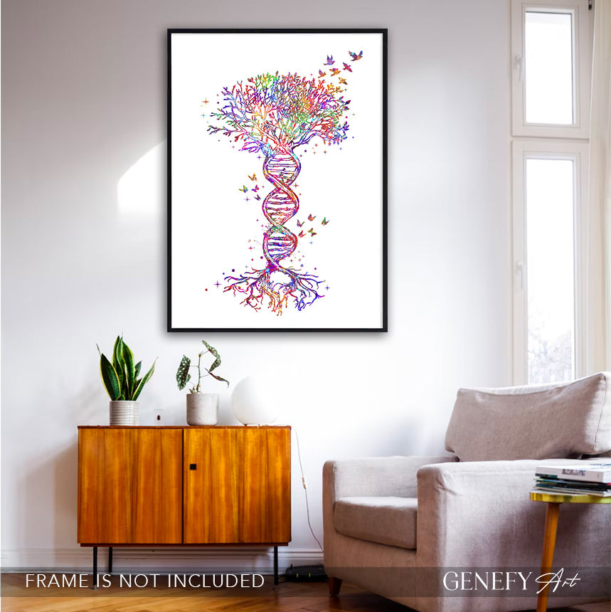 DNA Tree of Life Watercolour Art Print