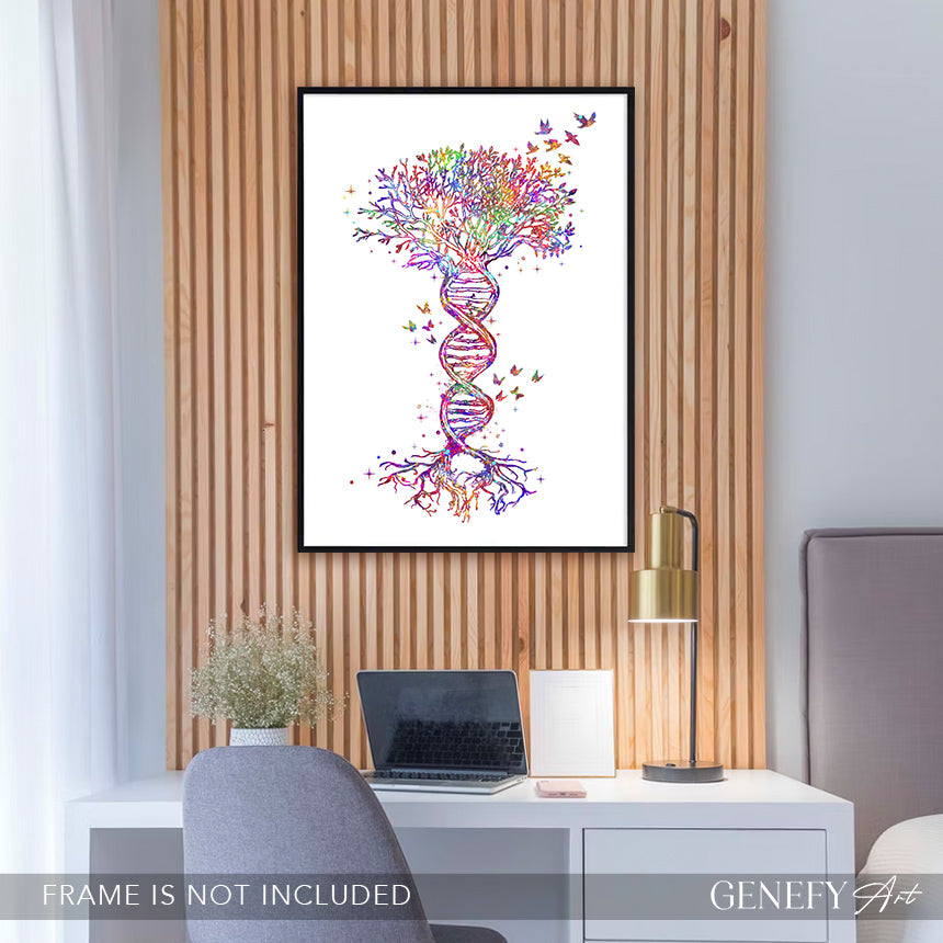DNA Tree of Life Watercolour Art Print