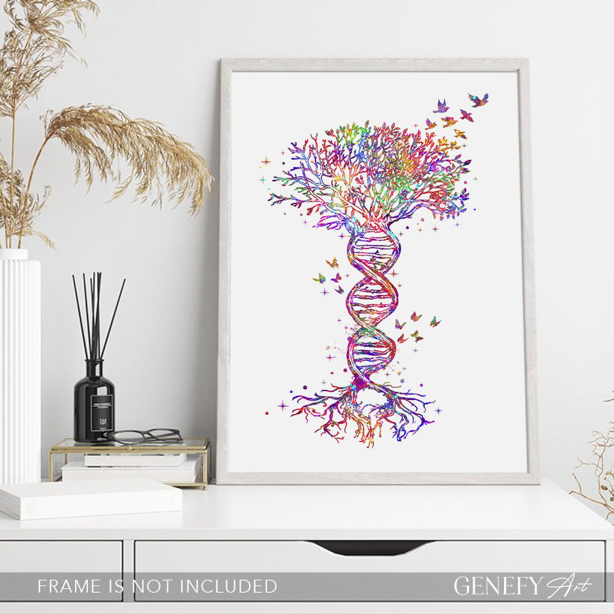 DNA Tree of Life Watercolour Art Print