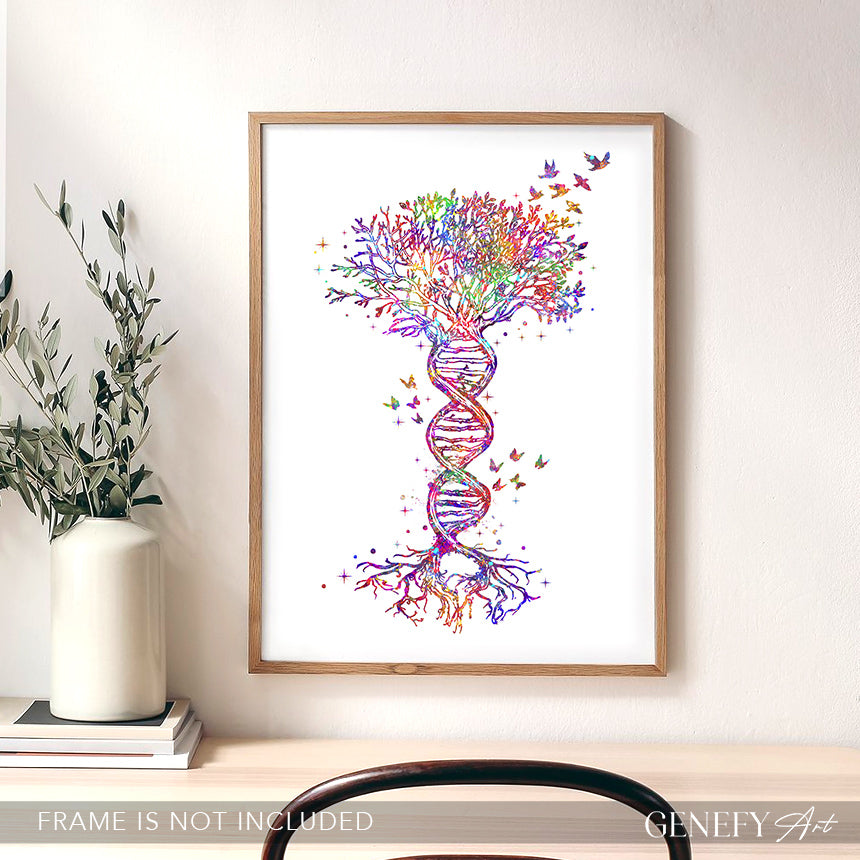 DNA Tree of Life Watercolour Art Print
