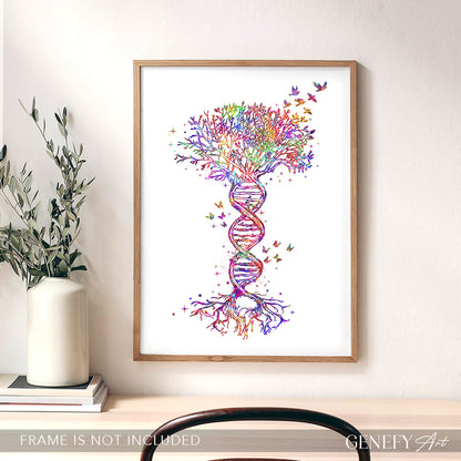 DNA Tree of Life Watercolour Art Print