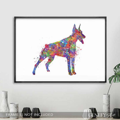 Doberman Pinscher Watercolour Print