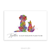 Dog and Cat Best Friends Watercolour Art Print