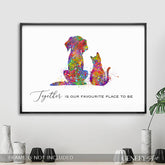 Dog and Cat Best Friends Watercolour Art Print