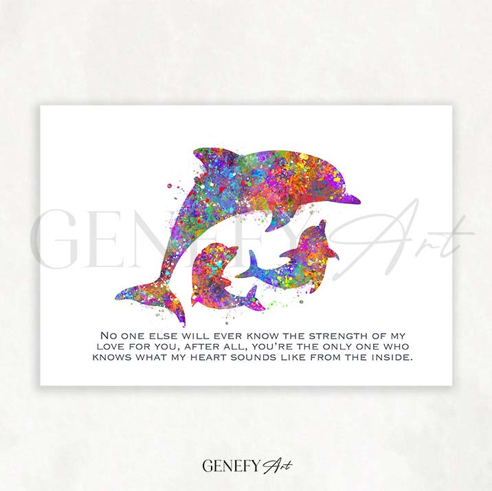 Dolphin Family of 3 Watercolour Print
