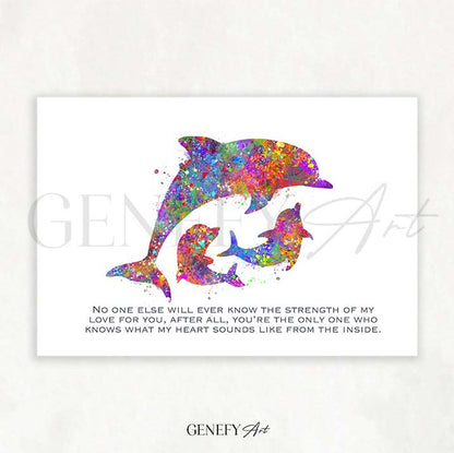 Dolphin Family of 3 Watercolour Print
