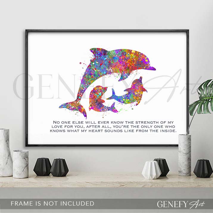 Dolphin Family of 3 Watercolour Print